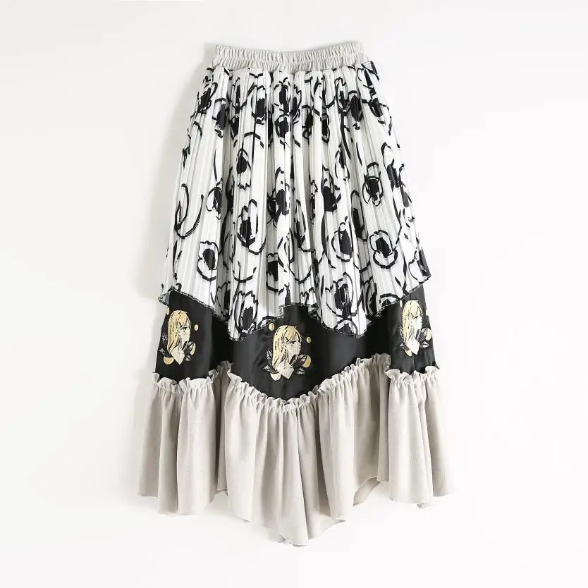 Deivor new European and American design printing embroidery Matte Satin color block women's fashion skirt
Deivor new European and American design printing embroidery Matte Satin color block women's fashion skirt