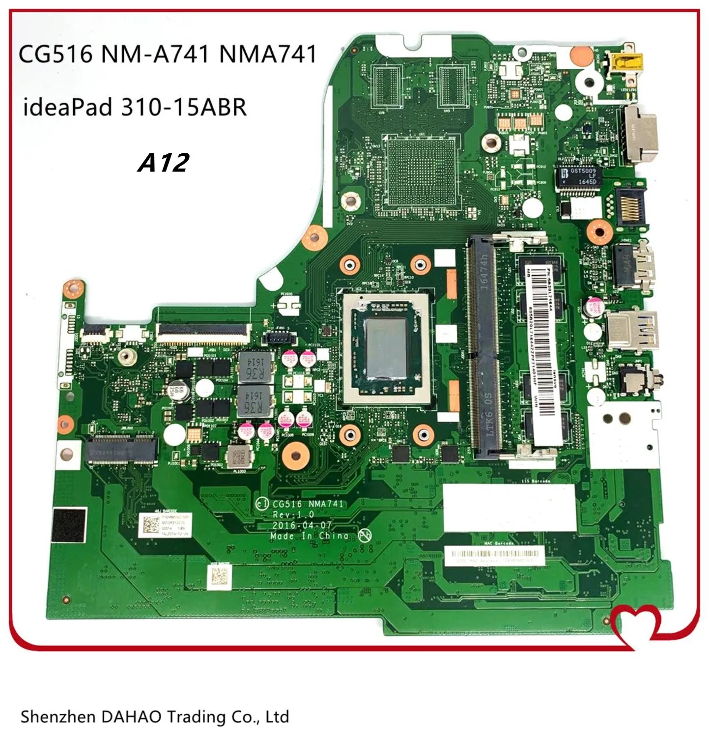 FRU: 5B20L71644 For Lenovo ideaPad 310-15ABR Laptop motherboard CG516 NMA741 With A12-9700P CPU 4G 100% Fully Test 
FRU: 5B20L71644 For Lenovo ideaPad 310-15ABR Laptop motherboard CG516 NMA741 With A12-9700P CPU 4G 100% Fully Test