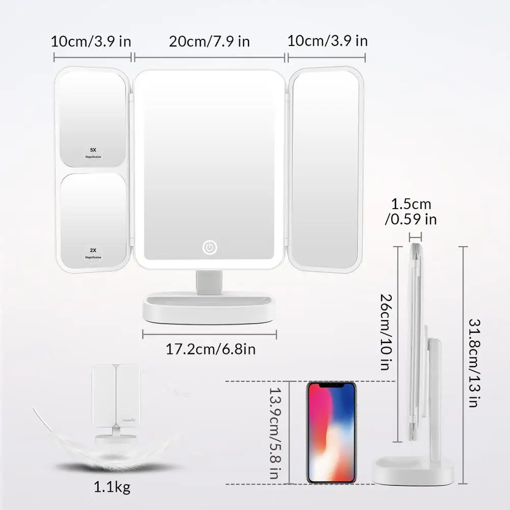 Portable LED Lighted Makeup Mirror Vanity 2x/5x/10x Magnifying Mirrors Dual Power Supply Cosmetic Mirror For Beauty EASEHOLD
Portable LED Lighted Makeup Mirror Vanity 2x/5x/10x Magnifying Mirrors Dual Power Supply Cosmetic Mirror For Beauty EASEHOLD