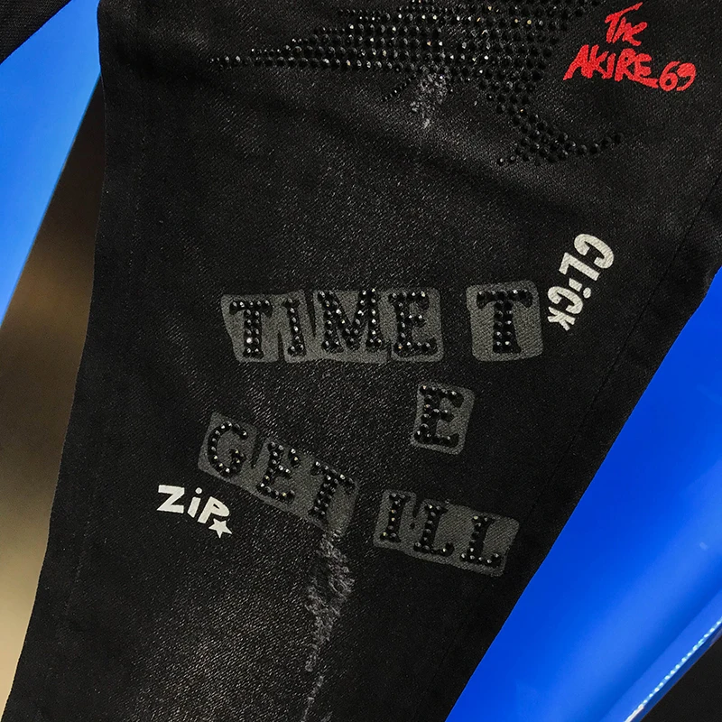 Fall / winter 2020 men's new casual black heavy jeans hot drill printing glue letter versatile pants fashion brand man
Fall / winter 2020 men's new casual black heavy jeans hot drill printing glue letter versatile pants fashion brand man