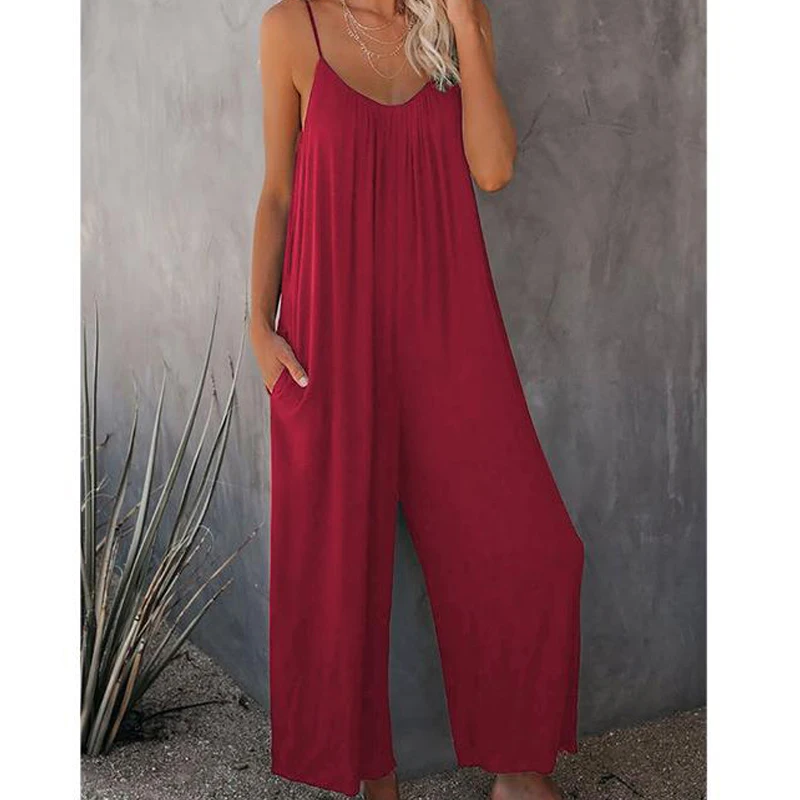 Женский Длинный комбинезон, повседневный Свободный комбинезон с карманами, однотонный летний модный комбинезон на бретелях без рукавов, 2021 
Женский Длинный комбинезон, повседневный Свободный комбинезон с карманами, однотонный летний модный комбинезон на бретелях без рукавов, 2021