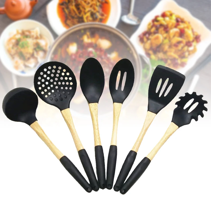 Набор кухонных принадлежностей для кухни с антипригарным покрытием, 6 шт., силиконовая посуда с деревянной ручкой и подставкой, аксессуары д... 
Набор кухонных принадлежностей для кухни с антипригарным покрытием, 6 шт., силиконовая посуда с деревянной ручкой и подставкой, аксессуары д...