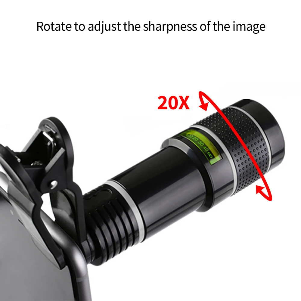 HD 20x Mobile Phone Telephoto Lens Set External Camera Lens Zoom Focusing Phone Lens Set for Iphone 11 X Samsung Xiaomi Huawei 
HD 20x Mobile Phone Telephoto Lens Set External Camera Lens Zoom Focusing Phone Lens Set for Iphone 11 X Samsung Xiaomi Huawei