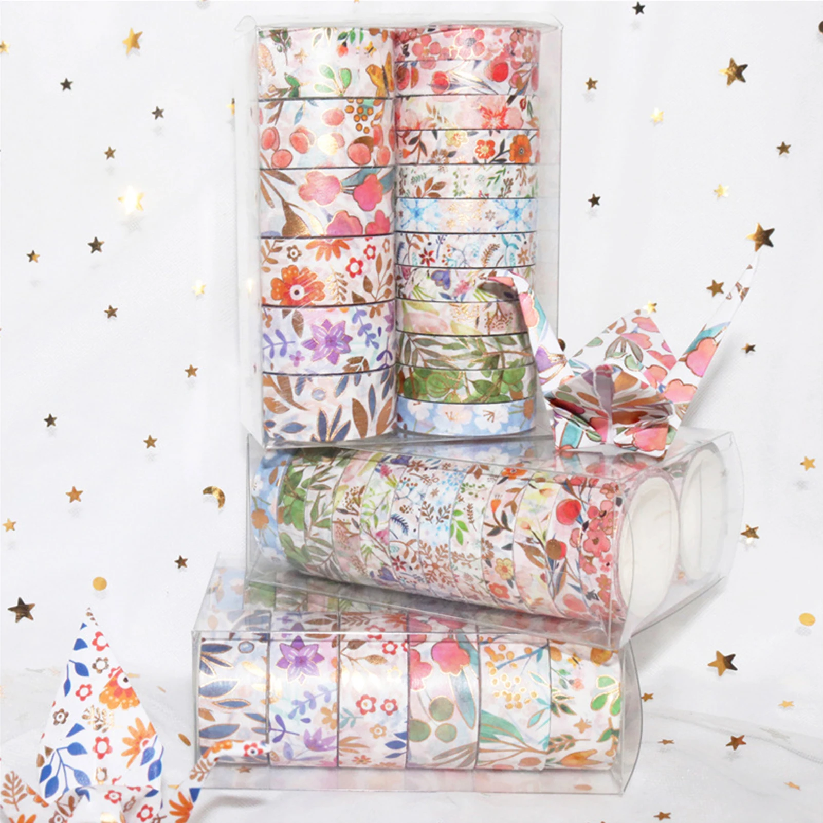 18 Rolls Washi Masking Tapes Set Floral Gold Foil Adhesive Decorative Paper Tape Flower Leaves Plant Pattern Label Sticker
18 Rolls Washi Masking Tapes Set Floral Gold Foil Adhesive Decorative Paper Tape Flower Leaves Plant Pattern Label Sticker
