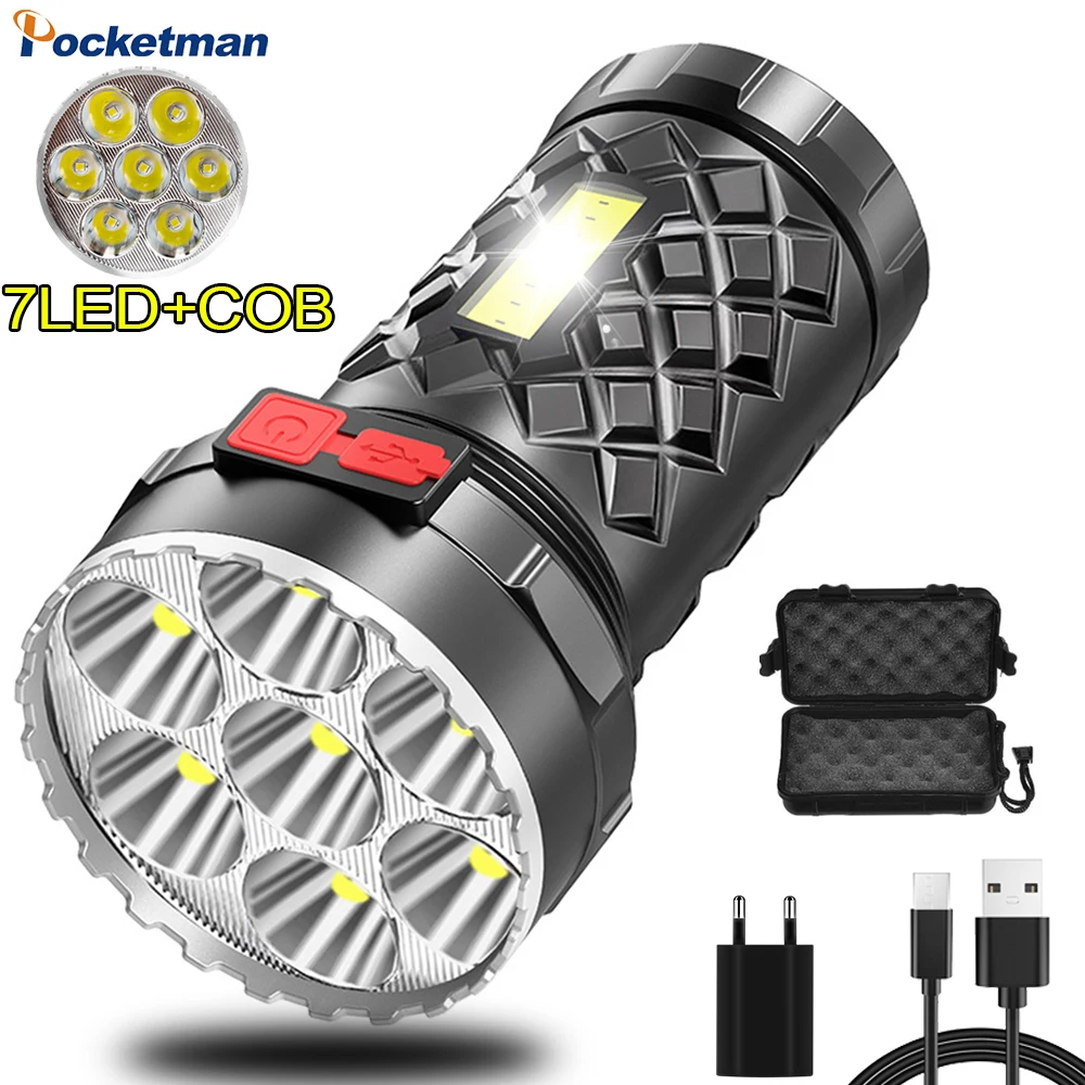 Super Bright Flashlight Ultra Powerful Led Torch Light with COB Side Light 7led 4 Modes Outdoor Adventure 3 In 1 Flashlight
Super Bright Flashlight Ultra Powerful Led Torch Light with COB Side Light 7led 4 Modes Outdoor Adventure 3 In 1 Flashlight