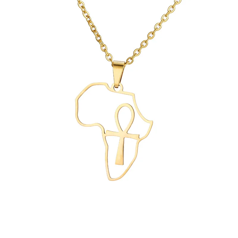 New Stainless Steel Africa Map Cross Pendant Necklace European and American Fashion Titanium Steel Africa Map Pendant Necklace
New Stainless Steel Africa Map Cross Pendant Necklace European and American Fashion Titanium Steel Africa Map Pendant Necklace