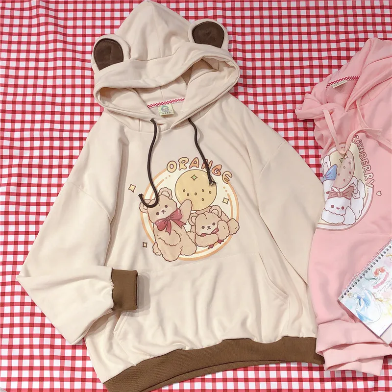 Autumn Winter Women Hooded Pullover Japanese Sweet Soft Sister Cartoon Bear Bunny Print Kawaii Bear Bunny Ears Teen Girl Hoodies
Autumn Winter Women Hooded Pullover Japanese Sweet Soft Sister Cartoon Bear Bunny Print Kawaii Bear Bunny Ears Teen Girl Hoodies