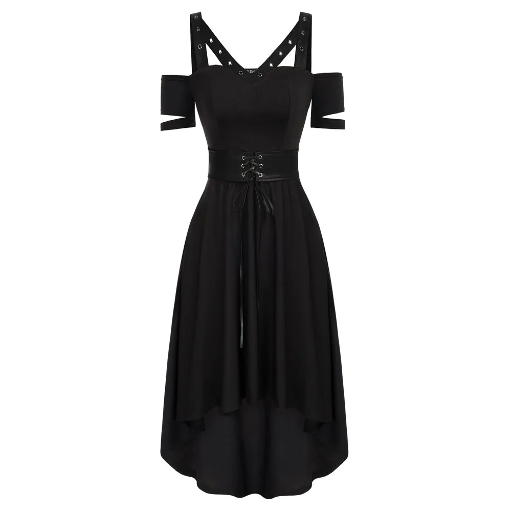 Gothic Casual Dress Women Zipper Detail Lace-Up High Low Dress Vestidos Femme Black Vintage Sexy Party Dress
Gothic Casual Dress Women Zipper Detail Lace-Up High Low Dress Vestidos Femme Black Vintage Sexy Party Dress