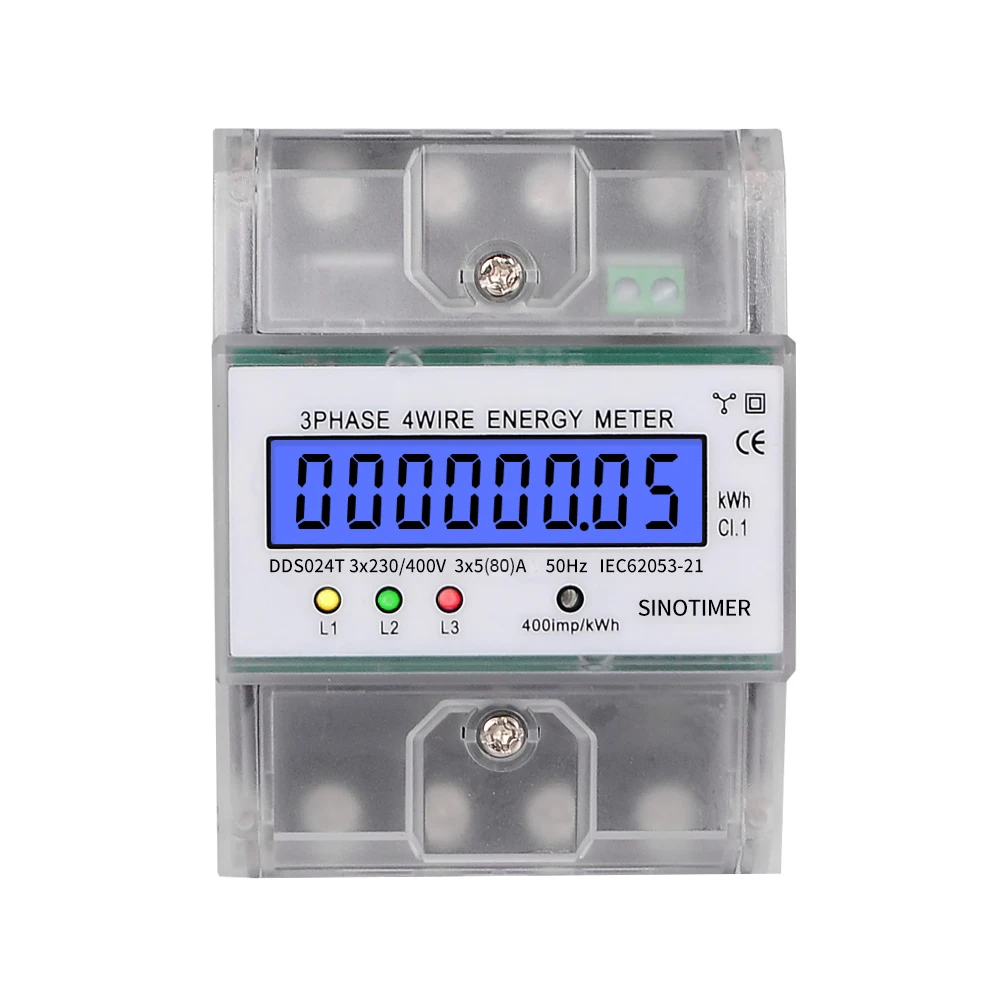 DDS024T 100A 400imp 50 Гц ЖК дисплей с Подсветка 3 фазовый измеритель энергии кВтч метр