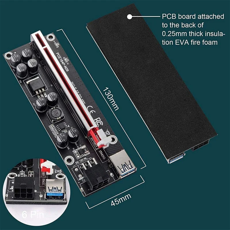 6 Pcs VER009S Plus PCI-E Riser Card PCI Express 1X to 16X with USB 3.0 Cable SATA to 6Pin Power Cable for Mining
6 Pcs VER009S Plus PCI-E Riser Card PCI Express 1X to 16X with USB 3.0 Cable SATA to 6Pin Power Cable for Mining