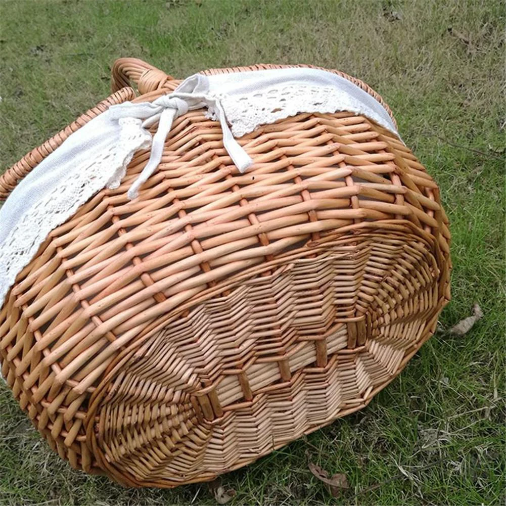 Handwoven Rattan Outdoor Picnic Camping Storage Basket Shopping Holder with Lid Wicker Camping Picnic Basket with Double Lids
Handwoven Rattan Outdoor Picnic Camping Storage Basket Shopping Holder with Lid Wicker Camping Picnic Basket with Double Lids