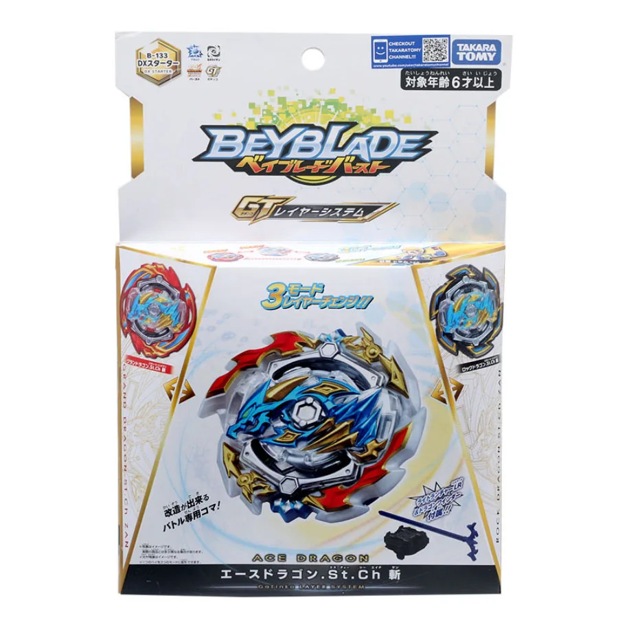 Оригинальный Takara Tomy Beyblade Burst GT B-133 Dx Starter Ace + rock gran Dragon. Стирка. Зарядка | Игрушки и