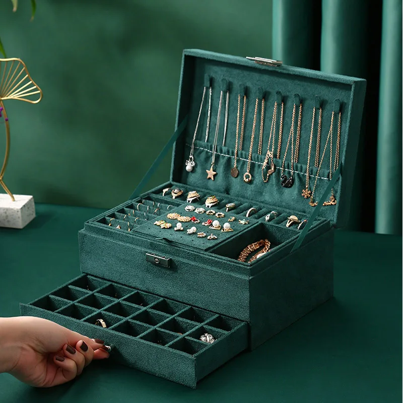 New Flannel Jewellery Organizer Jewelry Box Necklaces Earrings Rings Storage Cases for Women Large Capacity 3-Layers With Lock
New Flannel Jewellery Organizer Jewelry Box Necklaces Earrings Rings Storage Cases for Women Large Capacity 3-Layers With Lock