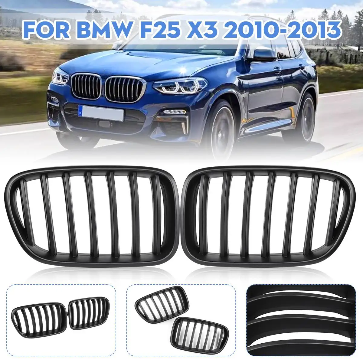Решетки для почек 1 пара, матовые глянцевые черные M цвета для BMW X3 F25 2011 2012 2013, сменные гоночные решетки для переднего бампера
Решетки для почек 1 пара, матовые глянцевые черные M цвета для BMW X3 F25 2011 2012 2013, сменные гоночные решетки для переднего бампера