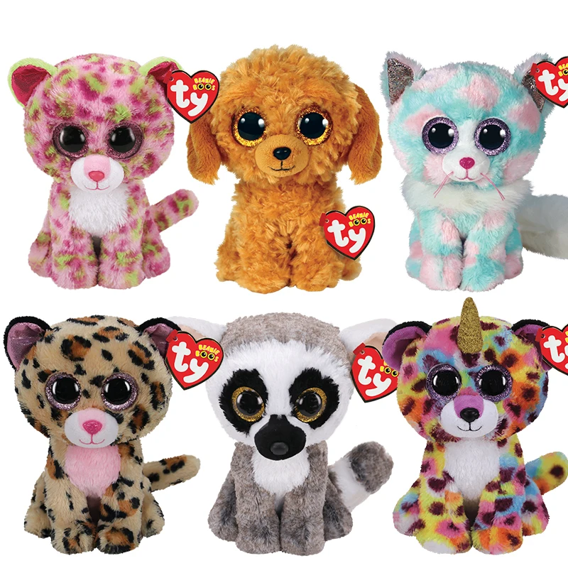 

Ty Beanie Boos Shiny Big Eyes Kawaii Opal Pretty Cat Cat Dog Girl Plush Toy Collectible Children's Toy Birthday Gift 15cm