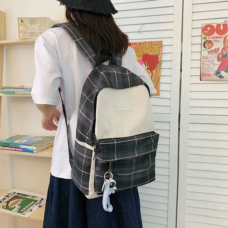 Female Canvas Backpacks for School Teenagers Girls Small Fresh Plaid School Bag Kawaii Bookbag Korean College 2021 New Mochilas 
Female Canvas Backpacks for School Teenagers Girls Small Fresh Plaid School Bag Kawaii Bookbag Korean College 2021 New Mochilas