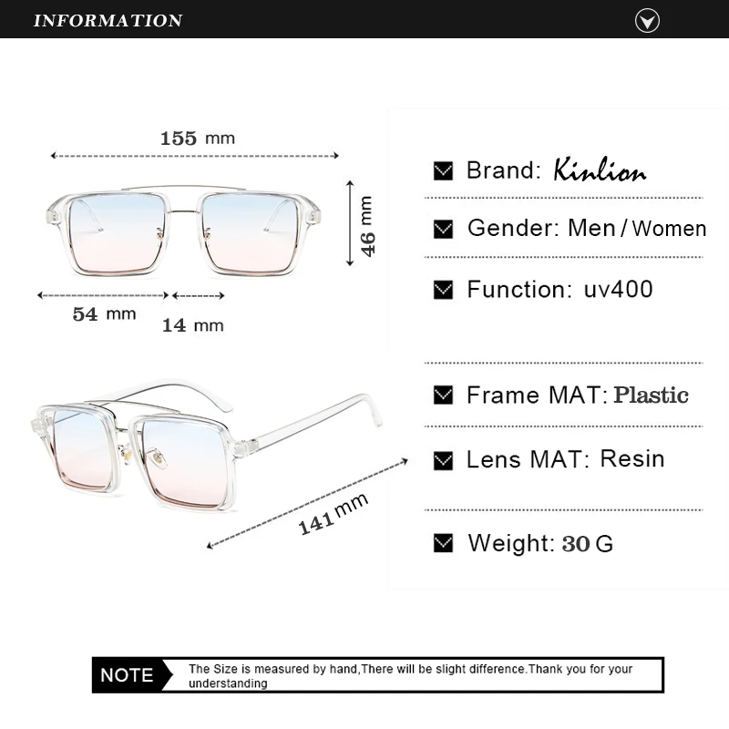 Kinlion Retro Square Women Sunglasses Men Luxury Transparent Pink Sunglass Vintage Double Lenses Ladies Unique Sun Glasses Gafas
Kinlion Retro Square Women Sunglasses Men Luxury Transparent Pink Sunglass Vintage Double Lenses Ladies Unique Sun Glasses Gafas