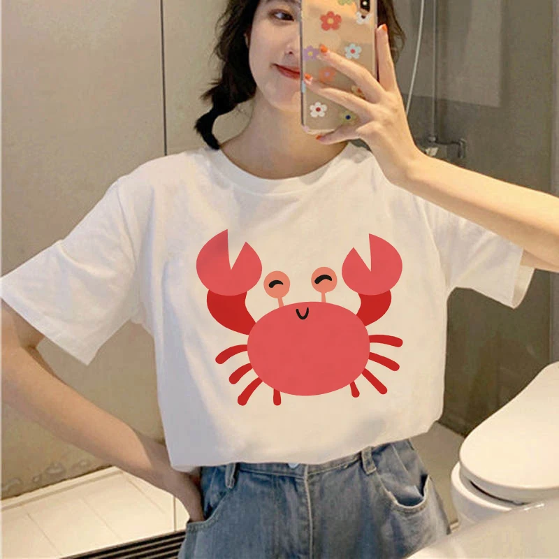 Funny Graphic T-Shirts Top Tee Crab Print O-neck Women Tshirts Casual Clothes Top Female Clothing Oversized T Shirt for Ladies
Funny Graphic T-Shirts Top Tee Crab Print O-neck Women Tshirts Casual Clothes Top Female Clothing Oversized T Shirt for Ladies