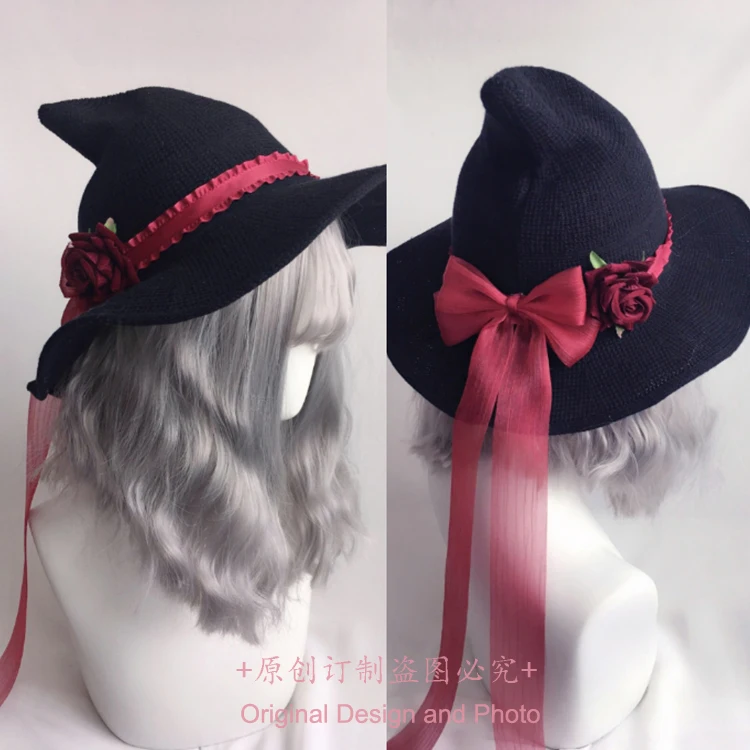 Vintage Gothic Magic Girl Wizard hat Lolita Halloween Rose Flower Bowknot Ribbon Witch Hat Party Fashion Peaked Cap Headwear
Vintage Gothic Magic Girl Wizard hat Lolita Halloween Rose Flower Bowknot Ribbon Witch Hat Party Fashion Peaked Cap Headwear