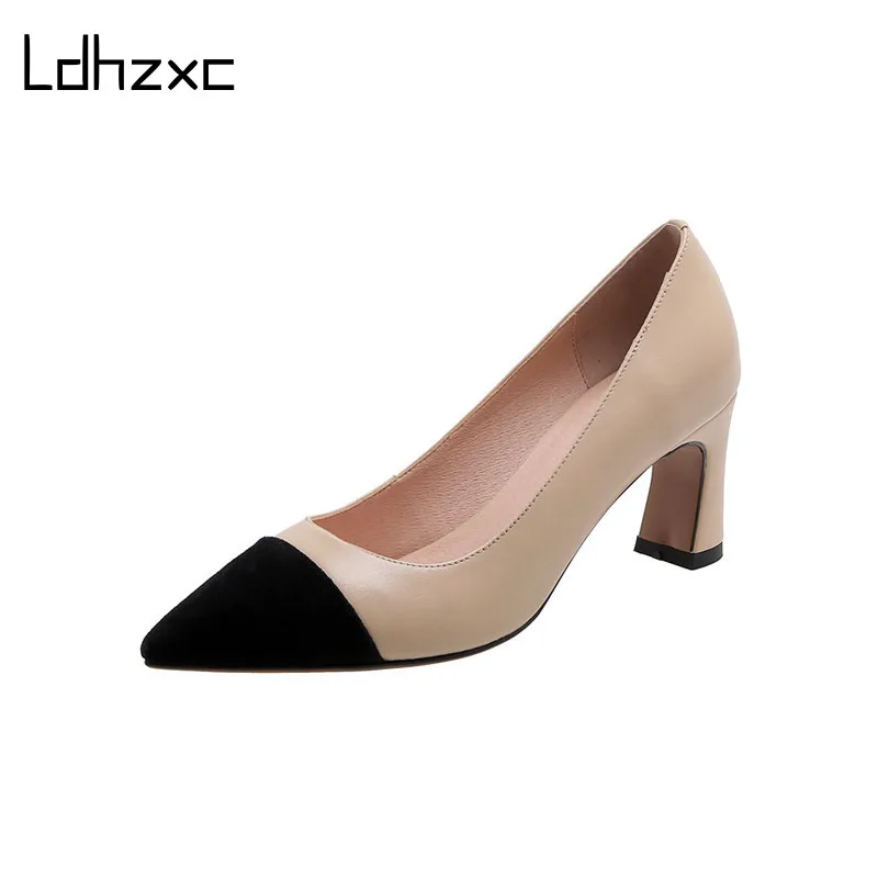 LDHZXC Concise Shallow Genuine Leather Women'S Shoes Mixed Colors Thick Heels Pumps Summer Elegant Working Casual Shoes Woman
LDHZXC Concise Shallow Genuine Leather Women'S Shoes Mixed Colors Thick Heels Pumps Summer Elegant Working Casual Shoes Woman