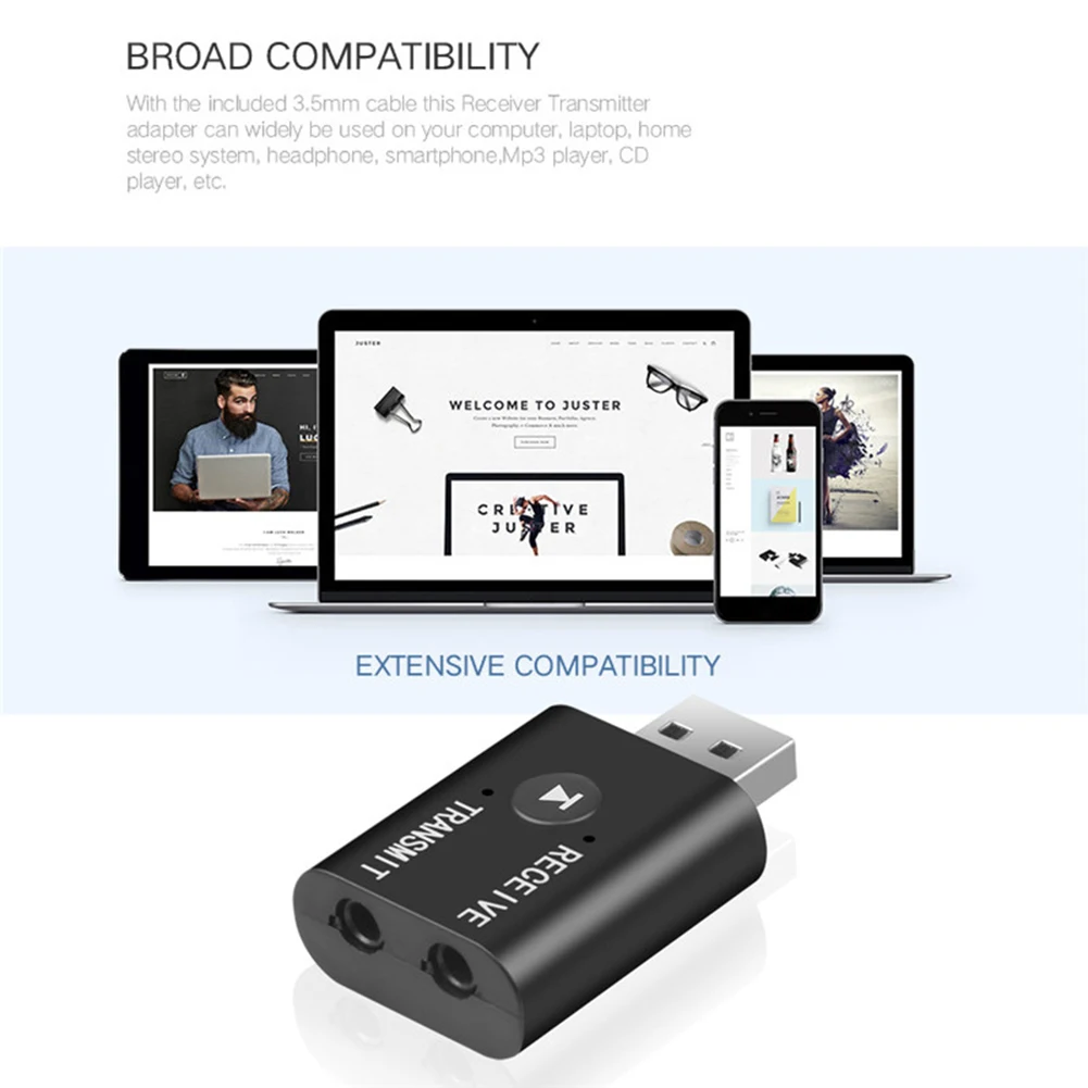 New Multifunctional Wireless Stereo Music Adapter 2 in 1 5.0 Dongle Adapter 3.5mm AUX Audio Video Transmitter Receiver 
New Multifunctional Wireless Stereo Music Adapter 2 in 1 5.0 Dongle Adapter 3.5mm AUX Audio Video Transmitter Receiver