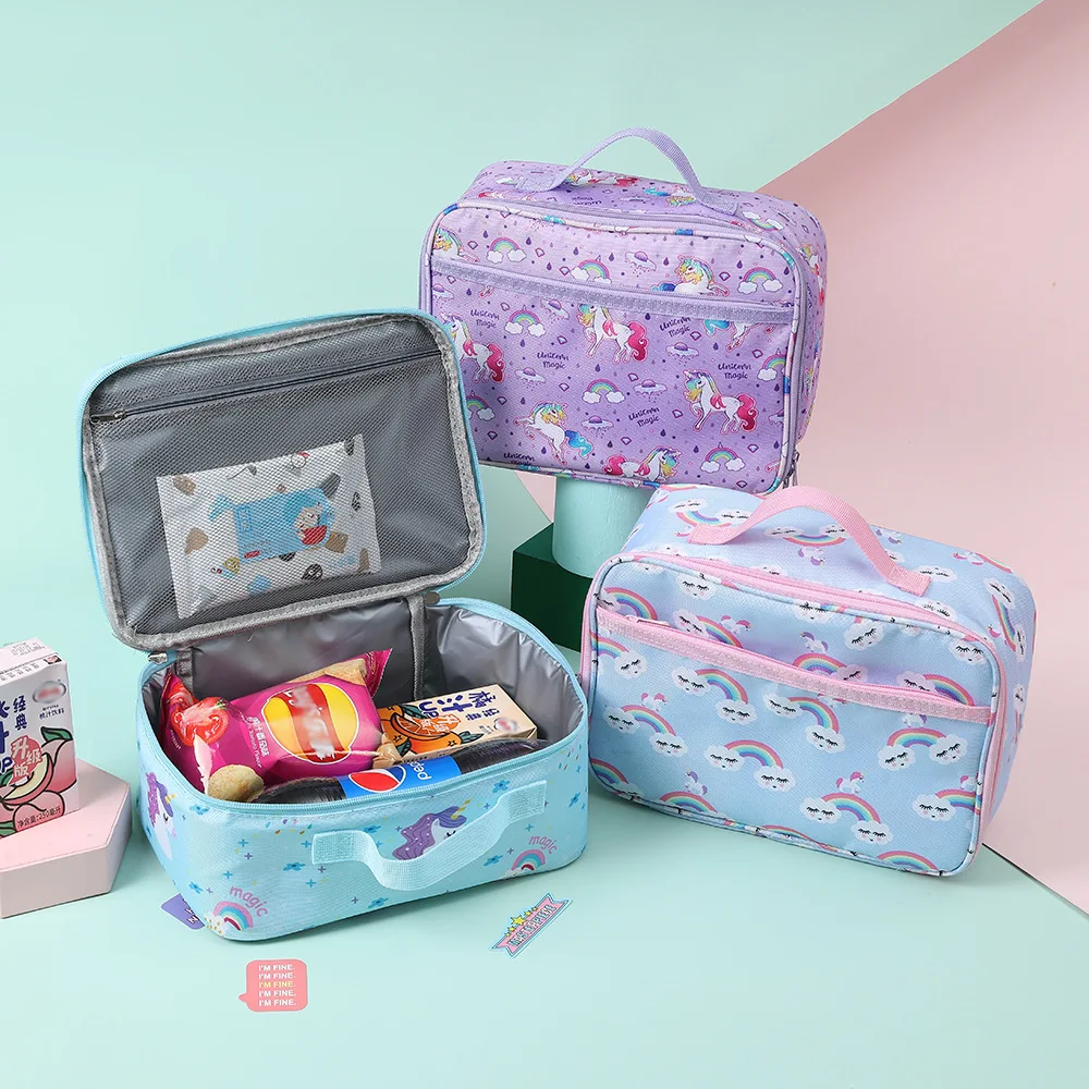 New Cartoon Printing Unicorn Lunch Bag Waterproof Thermal Zipper Food Bag Portable Picnic Travel Tote Cooler Bags 2021
New Cartoon Printing Unicorn Lunch Bag Waterproof Thermal Zipper Food Bag Portable Picnic Travel Tote Cooler Bags 2021