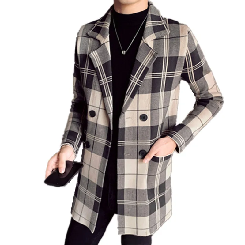 2021 Men Turn Down Collar Wool Knit Sweater Trench Coat / Male Double Breasted Fit Woolen Plaid Casual Long Windbreaker Jacket
2021 Men Turn Down Collar Wool Knit Sweater Trench Coat / Male Double Breasted Fit Woolen Plaid Casual Long Windbreaker Jacket