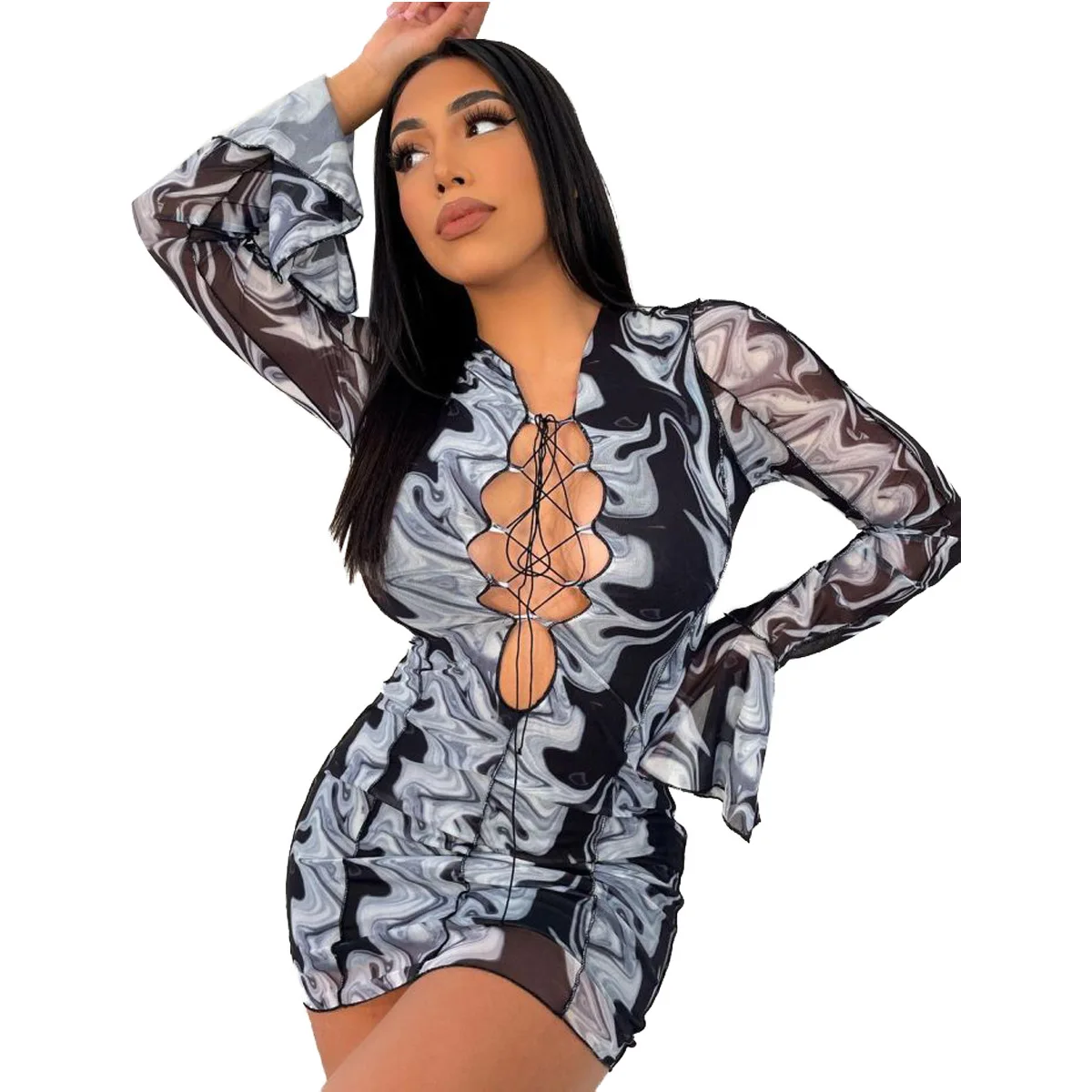 Fashion Casual Women's Personality Line Sexy Hollowed Out Thin Dress Dresses for Women Night Club Birthday Dress
Fashion Casual Women's Personality Line Sexy Hollowed Out Thin Dress Dresses for Women Night Club Birthday Dress