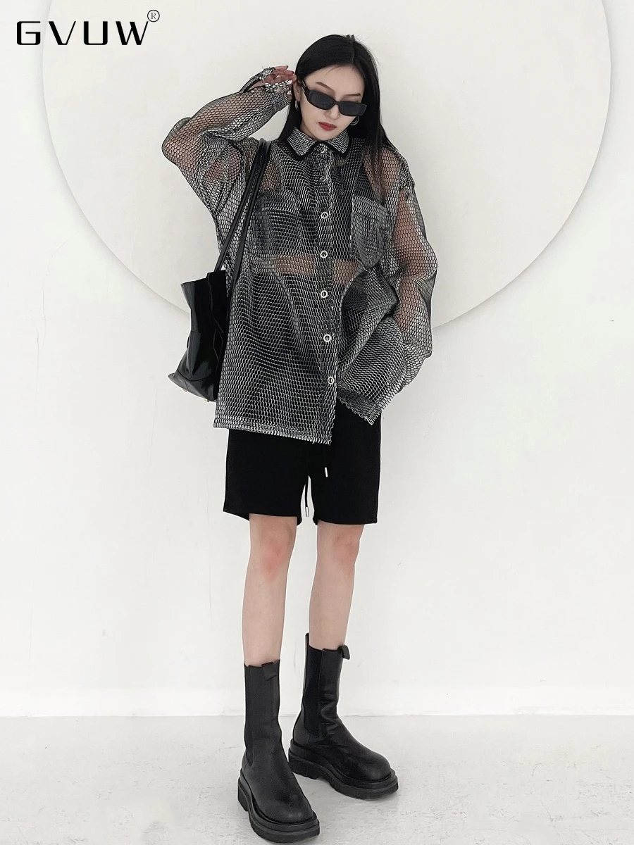GVUW Hollow Out Mesh Solid Women Shirt Europe 2021 Summer new arrival personality fashion loose single breasted coat KB210124
GVUW Hollow Out Mesh Solid Women Shirt Europe 2021 Summer new arrival personality fashion loose single breasted coat KB210124