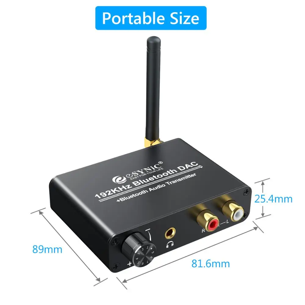 ESYNiC 192K Bluetooth DAC цифро-аналоговый преобразователь Аудио передатчик Поддержка AptX-LL