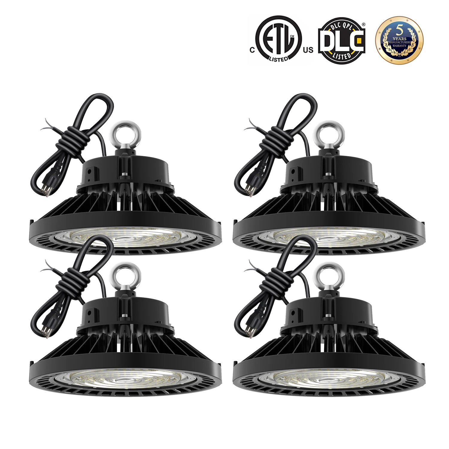 

4 Pack 100W 150W 200W 240W UFO Led High Bay Light 1-10V Dimmable Commercial Industrial Lamp Warehouse Garage Shop Lighting 5000K