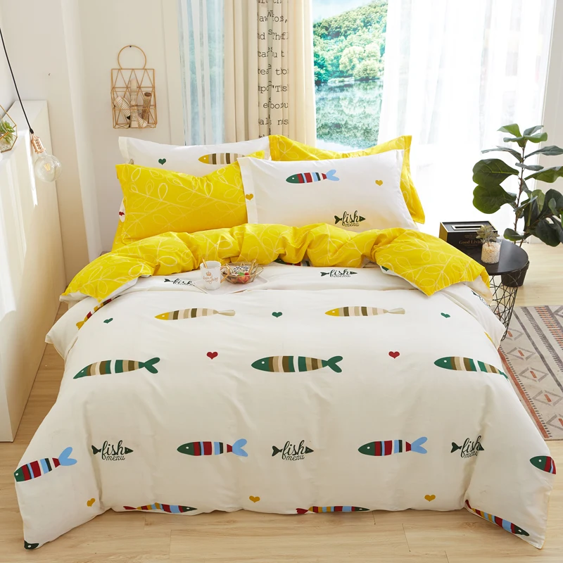 2021 Printed 4pcs bedding set cotton duvet cover set Twin Full Queen King size bed sheet set cartoon style Bed Linen 
2021 Printed 4pcs bedding set cotton duvet cover set Twin Full Queen King size bed sheet set cartoon style Bed Linen