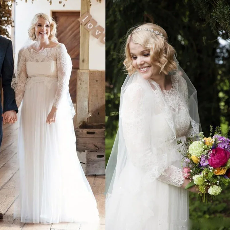 Plus Size Elegant Appliques Lace Wedding Dresses A-line Floor length Dress Long Sleeve Bridal Gowns Formal Party Robe de Mariee
Plus Size Elegant Appliques Lace Wedding Dresses A-line Floor length Dress Long Sleeve Bridal Gowns Formal Party Robe de Mariee