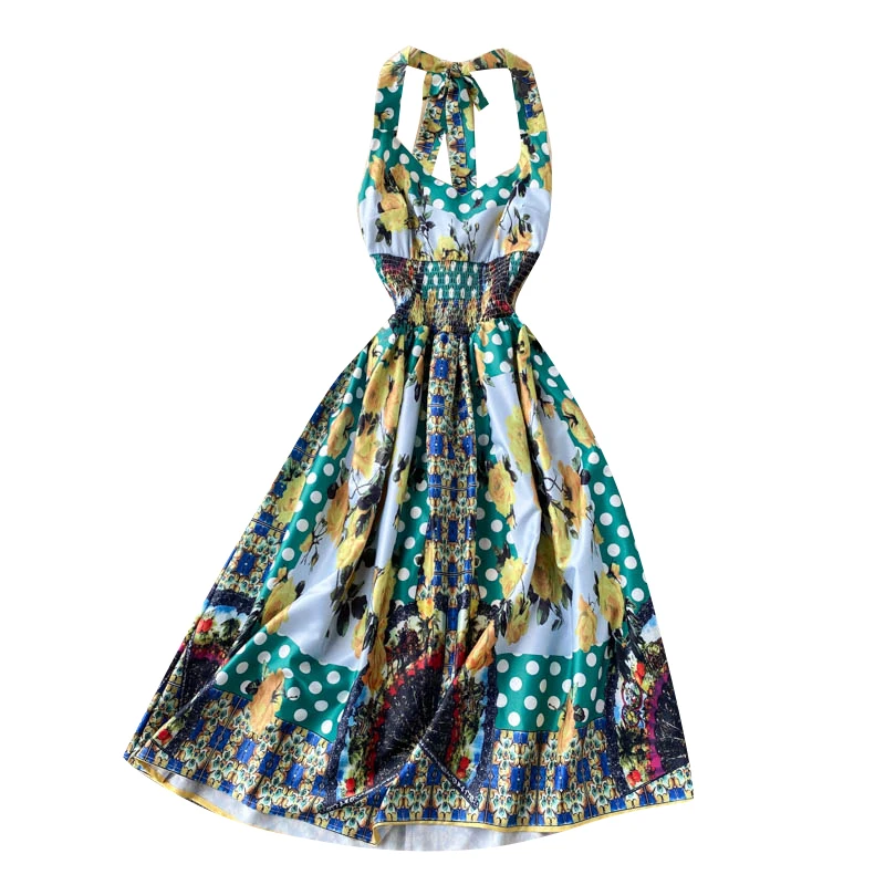 New Summer Women Sexy Off Shoulder V-Neck Halter Strap Dress High Quality Fashion Print Big Hem Runway Dress
New Summer Women Sexy Off Shoulder V-Neck Halter Strap Dress High Quality Fashion Print Big Hem Runway Dress