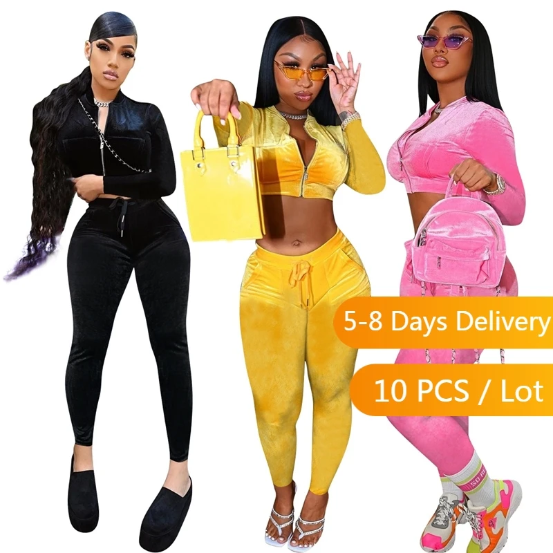 Wholesale Items Velvet Tracksuit Women Streetwear Two Piece Set Fall Clothes for Women Long Sleeve Crop Top and Pencil Pants Set
Wholesale Items Velvet Tracksuit Women Streetwear Two Piece Set Fall Clothes for Women Long Sleeve Crop Top and Pencil Pants Set