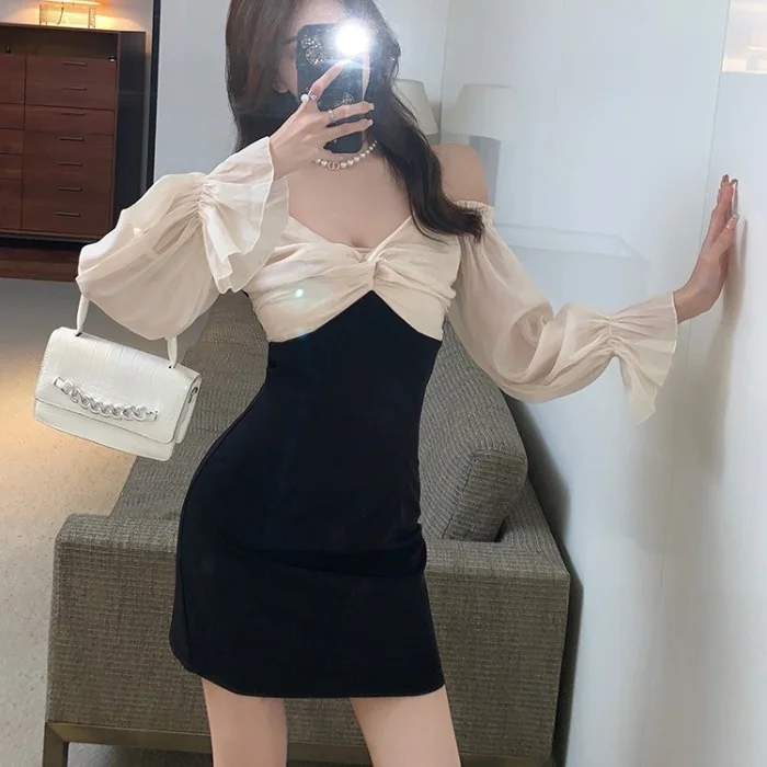 Nightclub High-End Sexy Temperament Goddess Style off-the-Shoulder Strap Long Sleeve Skirt French Slim Bottoming Dress Fashion
Nightclub High-End Sexy Temperament Goddess Style off-the-Shoulder Strap Long Sleeve Skirt French Slim Bottoming Dress Fashion