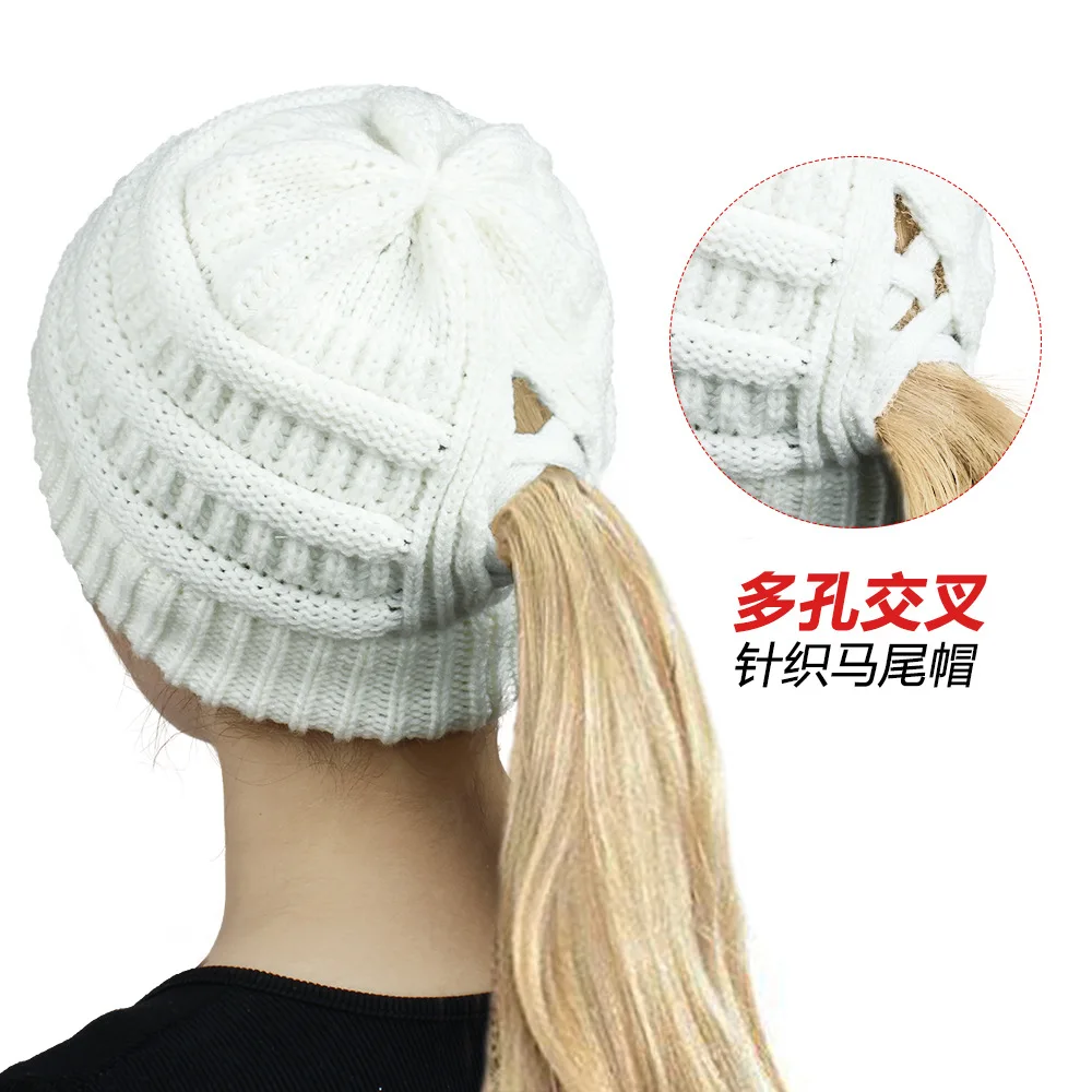 Autumn Winter Hat for Women Geometric Wool Cross Horsetail Knitted Cap Beanie Ladies Skullies Gorros Invierno Sombreros De Mujer
Autumn Winter Hat for Women Geometric Wool Cross Horsetail Knitted Cap Beanie Ladies Skullies Gorros Invierno Sombreros De Mujer