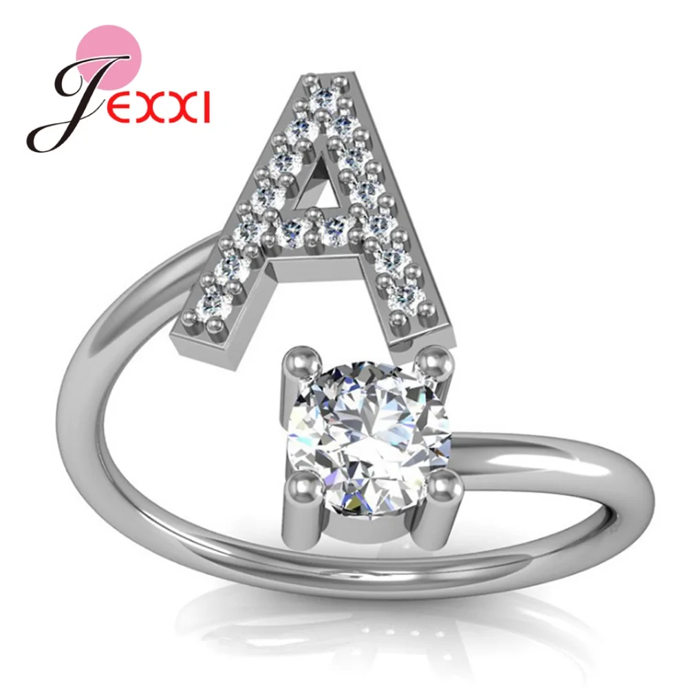 Fashion 26 Letters 925 Stering Silver Rings For Women Cubic Zirconia Adjustable Finger Ring Engagement Jewelry Party Gift
Fashion 26 Letters 925 Stering Silver Rings For Women Cubic Zirconia Adjustable Finger Ring Engagement Jewelry Party Gift