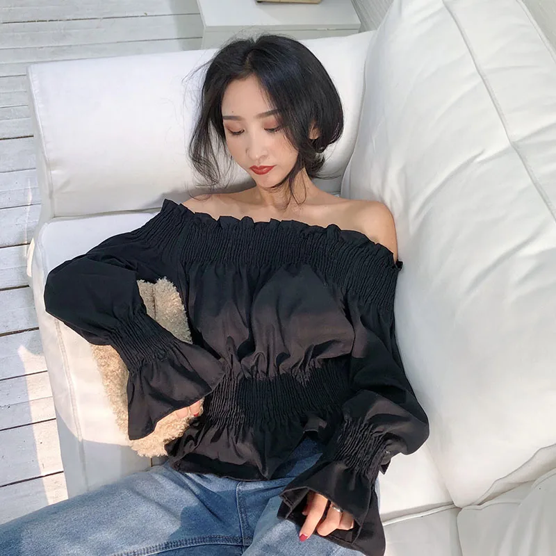 Slash Neck Autumn Style Sexy Women Tops Off Shoulder Fashion Brand Missoov New Flare Sleeve Crop Top Shirts Blusa Feminina Hot
Slash Neck Autumn Style Sexy Women Tops Off Shoulder Fashion Brand Missoov New Flare Sleeve Crop Top Shirts Blusa Feminina Hot