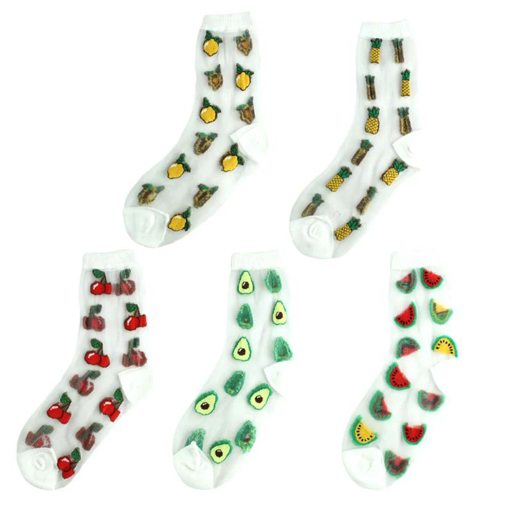 Korean Style Thin Transparent Funny Socks Women Fruit Avocado Watermelon Pineapple Creative Design Glass Skarpety Lace Soken
Korean Style Thin Transparent Funny Socks Women Fruit Avocado Watermelon Pineapple Creative Design Glass Skarpety Lace Soken