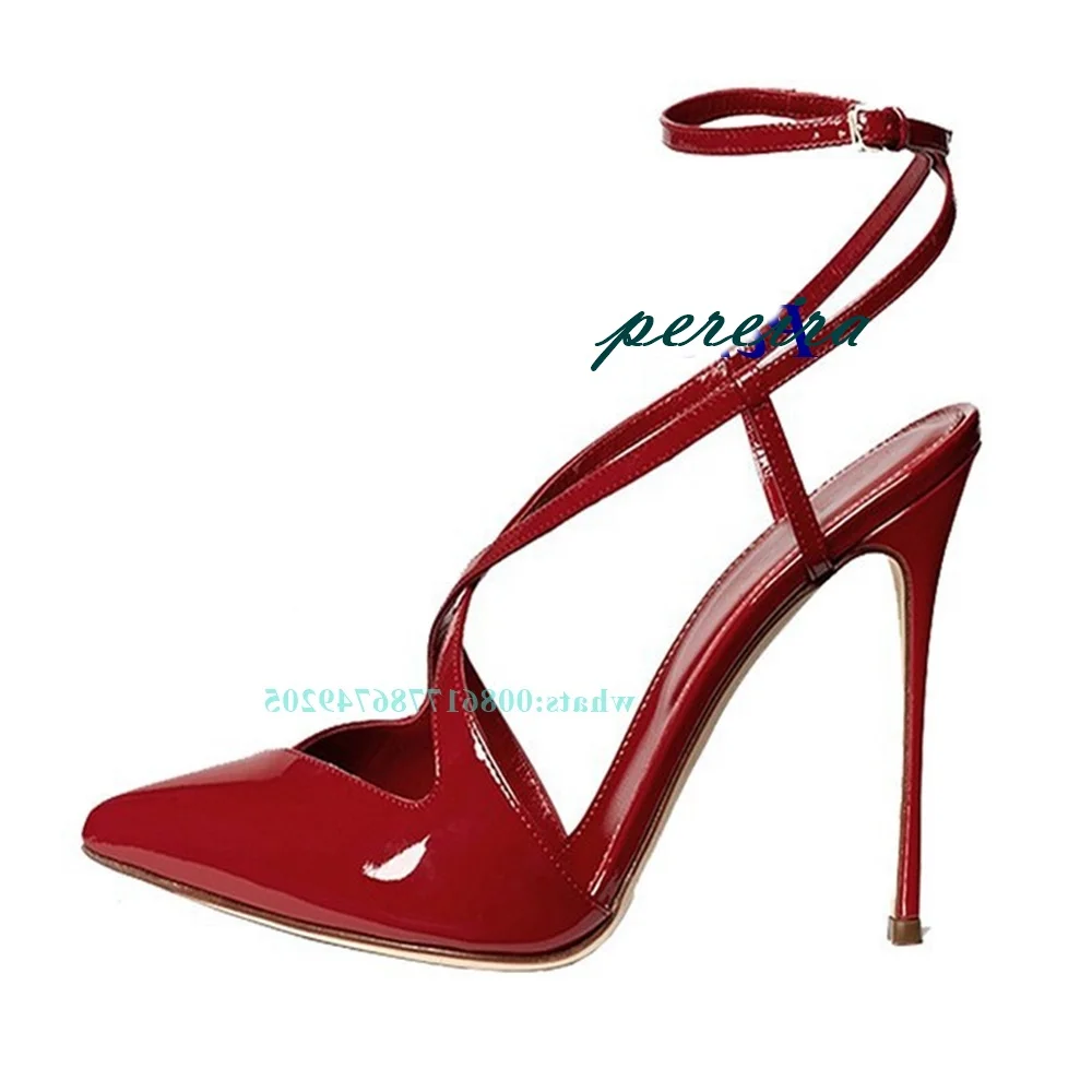 Pointed Toe Cross Strap Sandals Patent Leather Stiletto Red High Heels Buckle Strap New Arrival Fashion Women Shoes Sexy Elegant
Pointed Toe Cross Strap Sandals Patent Leather Stiletto Red High Heels Buckle Strap New Arrival Fashion Women Shoes Sexy Elegant