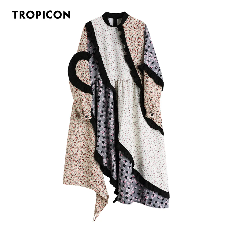 TROPICON Designer Patchwork Long Ditsy Floral Dress Women Long Sleeve Stand Collar Asymmetrical Midi Dress Spring 2021 Fashion
TROPICON Designer Patchwork Long Ditsy Floral Dress Women Long Sleeve Stand Collar Asymmetrical Midi Dress Spring 2021 Fashion