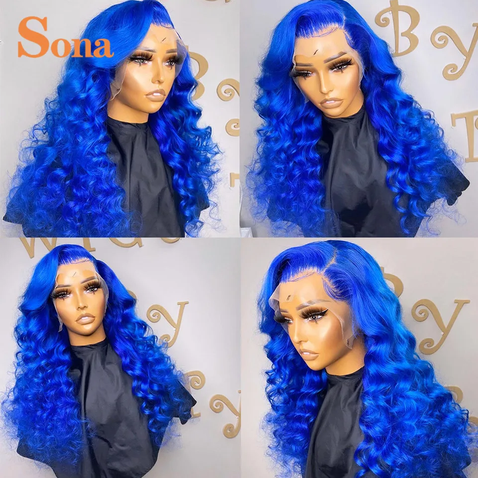 Blue Human Hair Wig Dark Colored Lace Front Wig Deep Wave HD Transparent Lace Frontal Wig for Women Remy Brazilian Hair 180
Blue Human Hair Wig Dark Colored Lace Front Wig Deep Wave HD Transparent Lace Frontal Wig for Women Remy Brazilian Hair 180
