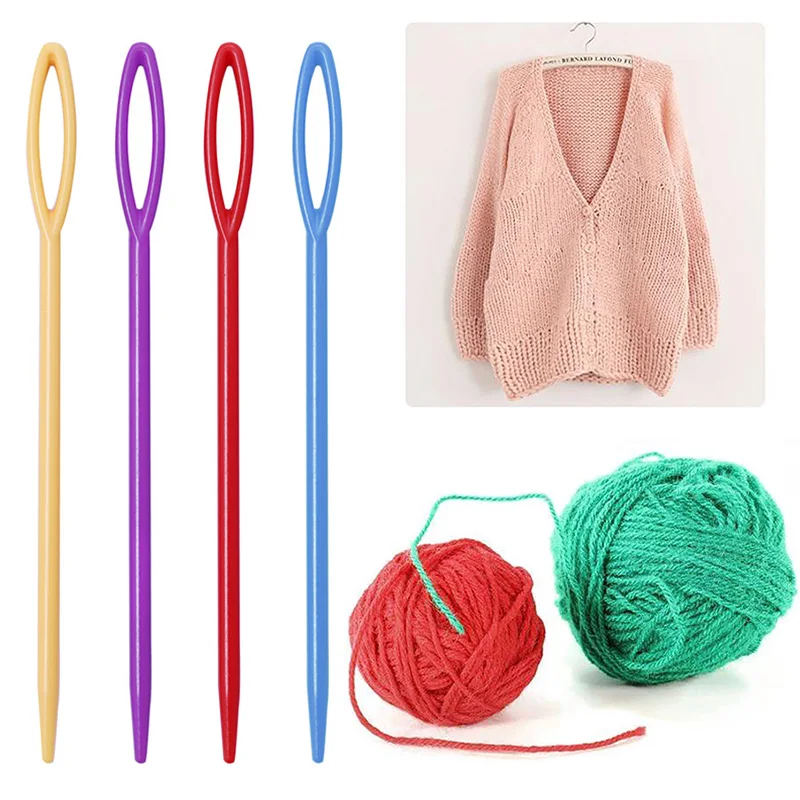 

10PCS Mixed Color 7cm/9cm Plastic Sewing Knitting Needles Crochet Hooks Wool Yarn Needle Children DIY Sweater Weaving Tools 2021