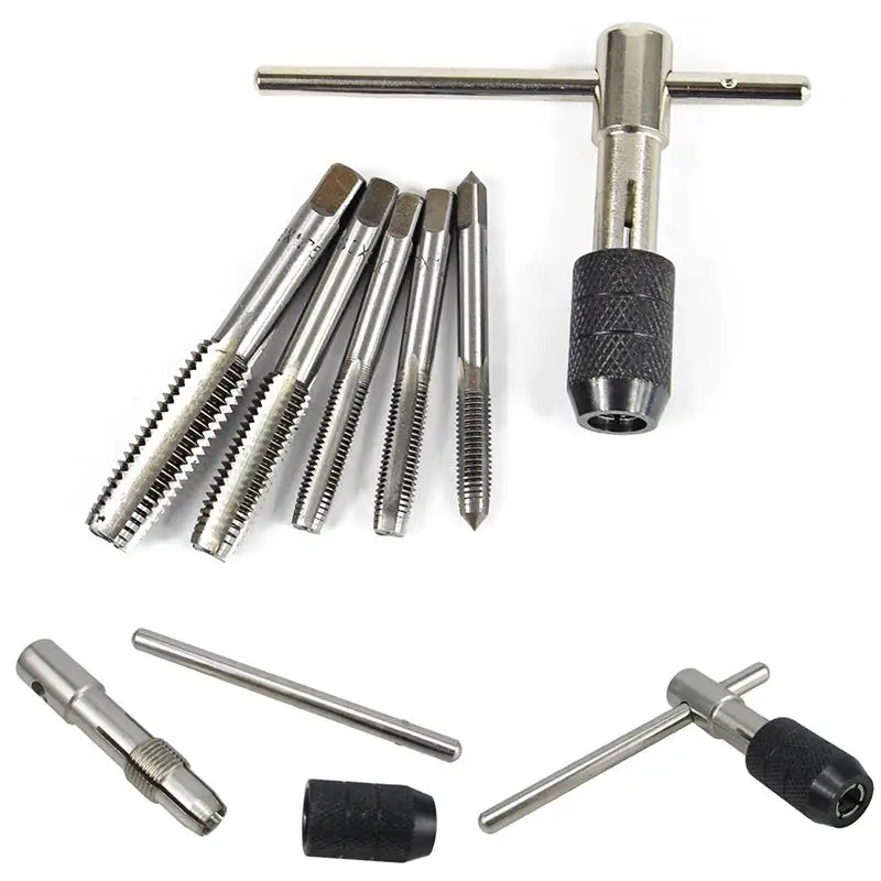 6Pcs/Set M6-M12 T-Handle Ratchet Tap Wrench Machine Screw Thread Metric Plug Tap Machinist Tool Hand Tapping Tools
6Pcs/Set M6-M12 T-Handle Ratchet Tap Wrench Machine Screw Thread Metric Plug Tap Machinist Tool Hand Tapping Tools