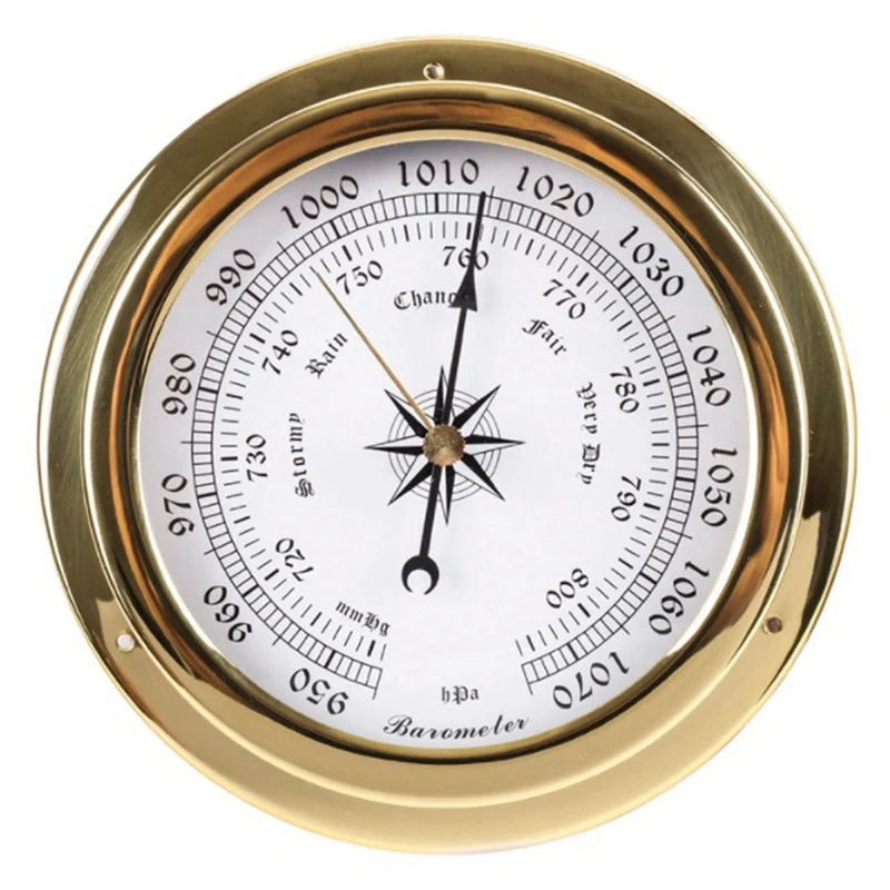 145mm Brass Case Shell Weather Station Barometer Wall Hanging Boat Using Barometer, Wall Mounted Barometer
145mm Brass Case Shell Weather Station Barometer Wall Hanging Boat Using Barometer, Wall Mounted Barometer
