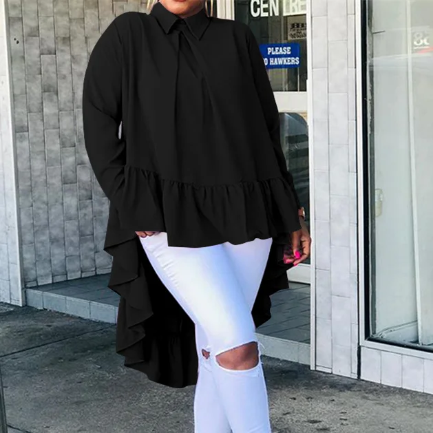 Celmia Stylish Shirts Women Solid Ruffles Long Sleeve 2022 Autumn Back Buttons Top Asymmetrical Hem Lapel Long Blouses Plus Size
Celmia Stylish Shirts Women Solid Ruffles Long Sleeve 2022 Autumn Back Buttons Top Asymmetrical Hem Lapel Long Blouses Plus Size