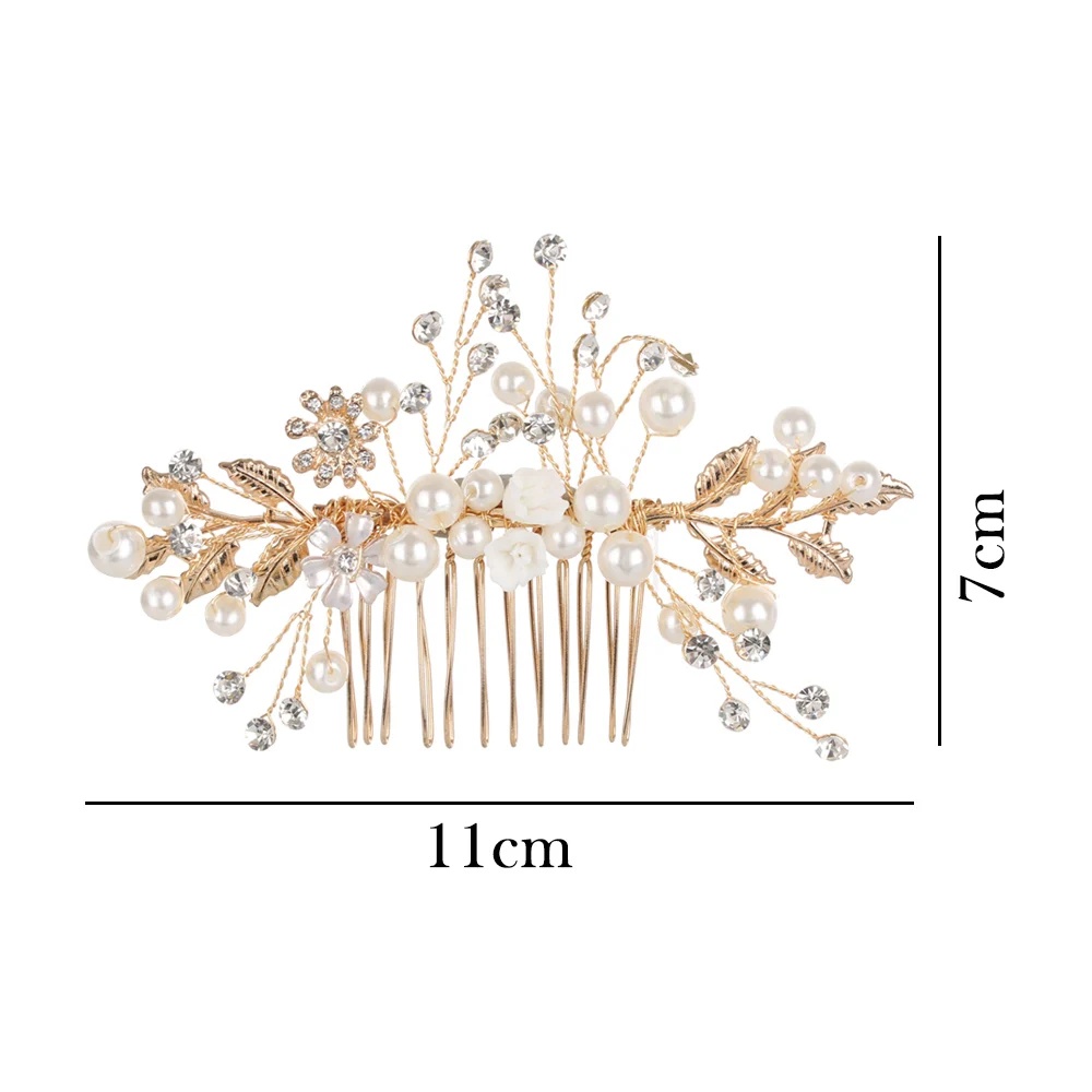 

New Handmade Crystals Rhinestones Pearls Flower Hair Comb Bridal Headpieces Hair Accessories Bridesmaid Tiara Wedding Jewelry