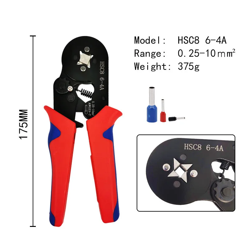 TYPE SELF-ADJUSTABLE CRIMPING PLIER HSC8 6-4A/6-6 0.25-10mm2 Terminals Crimping Tools Multi Tool Hands Pliers
TYPE SELF-ADJUSTABLE CRIMPING PLIER HSC8 6-4A/6-6 0.25-10mm2 Terminals Crimping Tools Multi Tool Hands Pliers