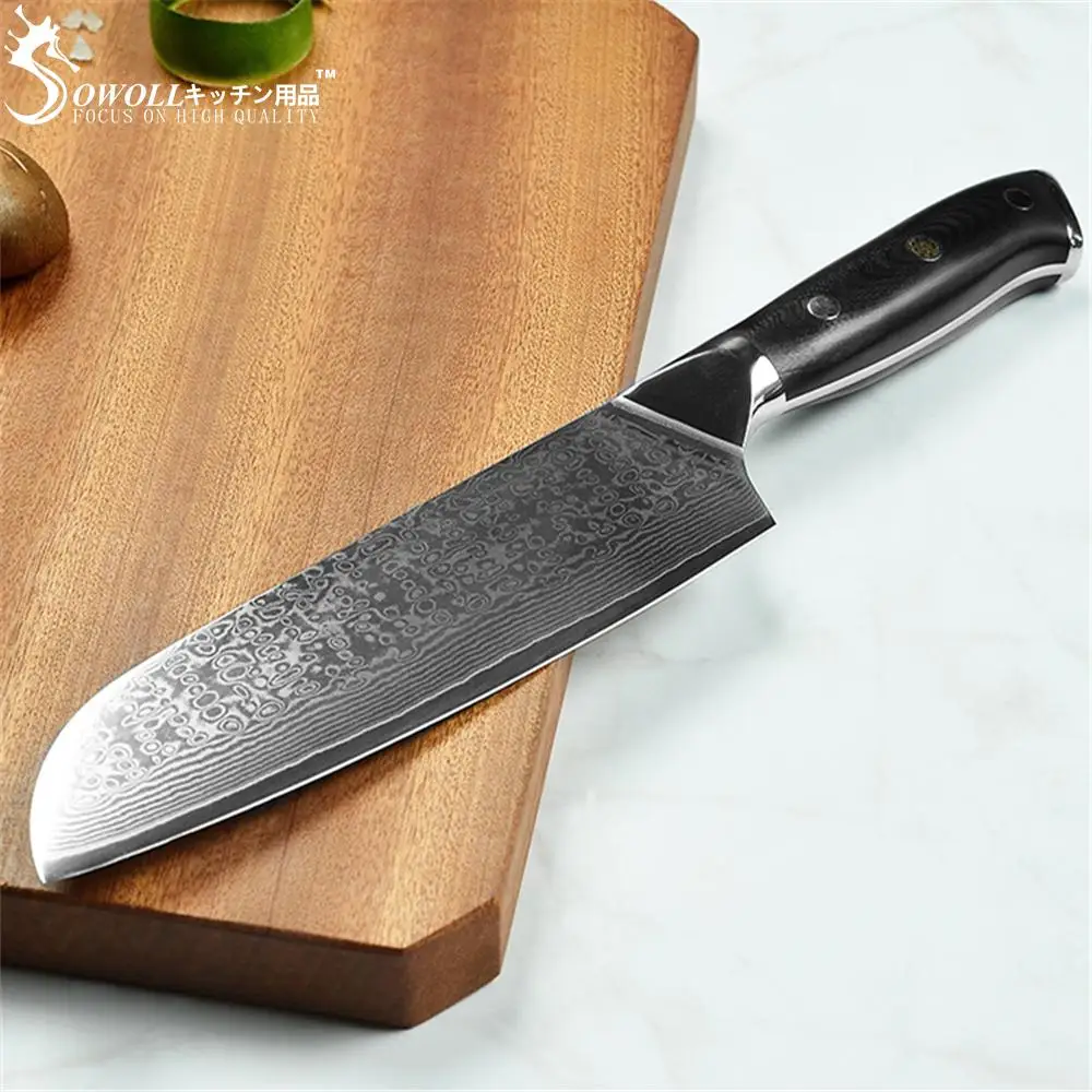 Sowoll 7'' INCH Santoku Knife Chef Damascus Steel Knife VG10 Sharp Blade Salmon Fish Japanese Style G10 Handle Slicer Tool
Sowoll 7'' INCH Santoku Knife Chef Damascus Steel Knife VG10 Sharp Blade Salmon Fish Japanese Style G10 Handle Slicer Tool